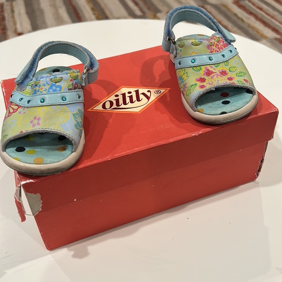 Oilily Open Toe Floral Leather Sandals Size US 5 toddler girl Baby Shoes - Picture 10 of 14